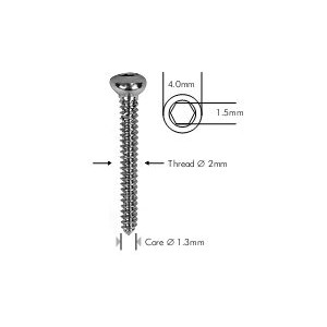 wkręt korowy fi 2,0mm, dł. 6mm