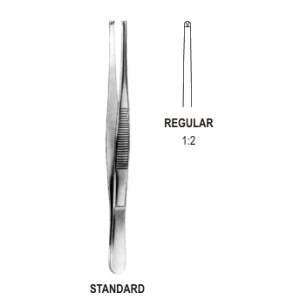 pęseta chirurgiczna STANDARD dł. 13cm, 1x2 ząbki